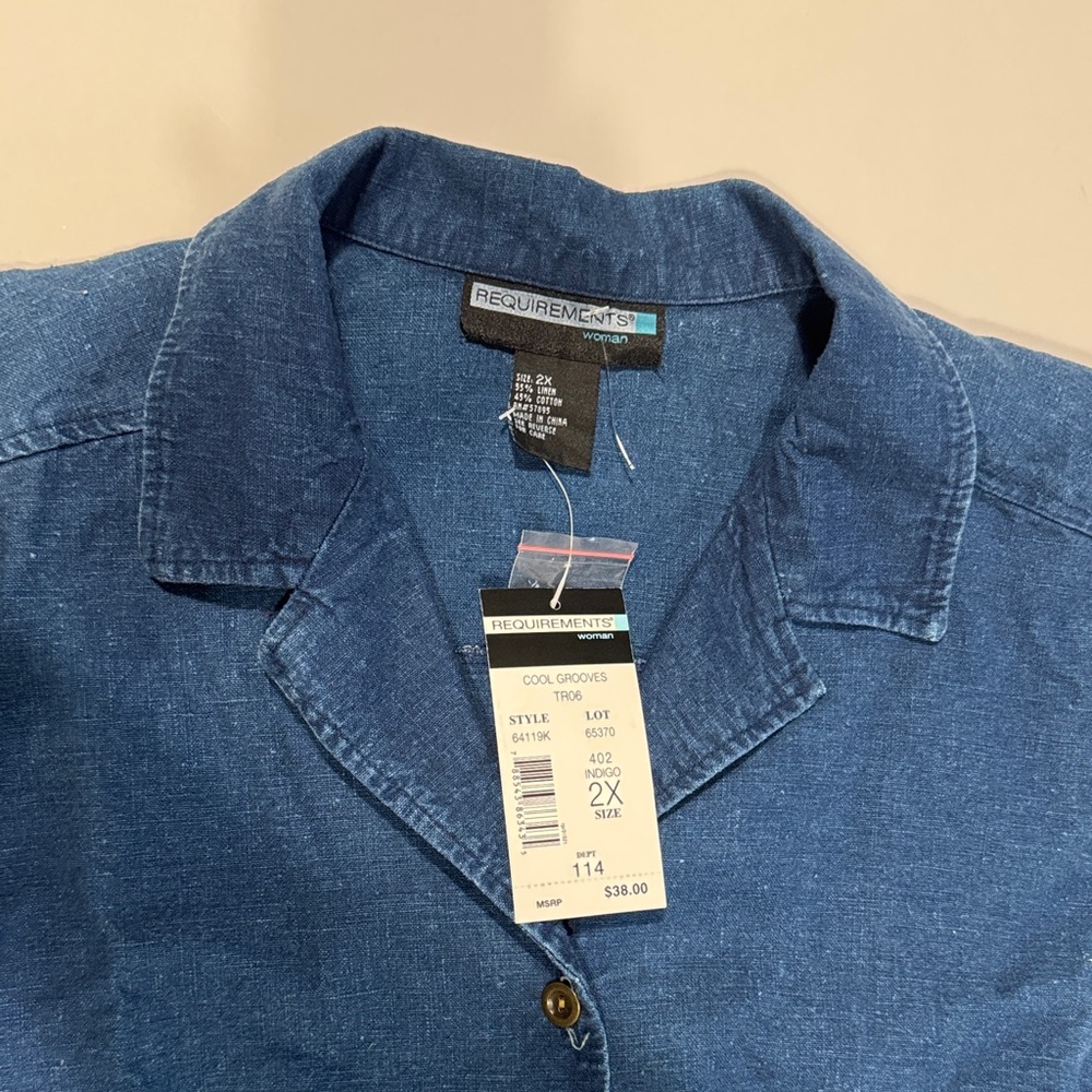 2x indigo denim blouse